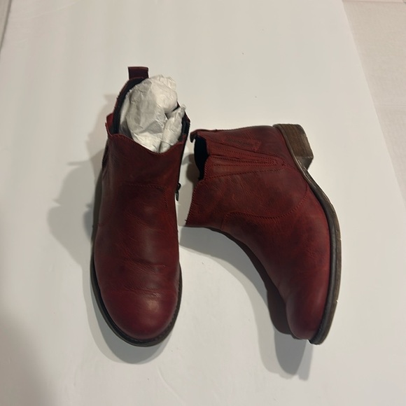 Josef Seibel washed sienna red ankle bootie a heel side zipper comfort shoe 39 - Picture 1 of 10